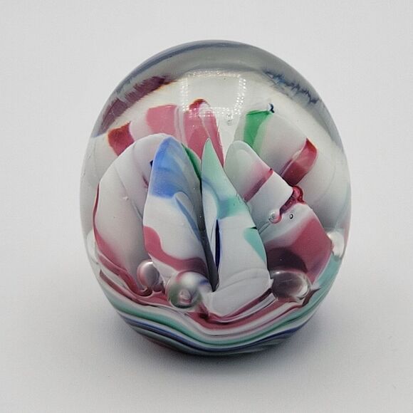 Vintage Saint Claire Multicolor Swirl Art Glass Paperweight - Picture 4 of 11